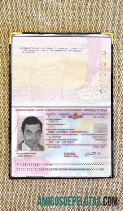 Foto do passaporte da República Tcheca exemplo